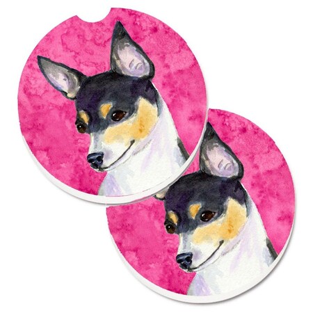 Carolines Treasures Pink Chihuahua Set of 2 Cup Holder Car Coaster SS4794-PKCARC
